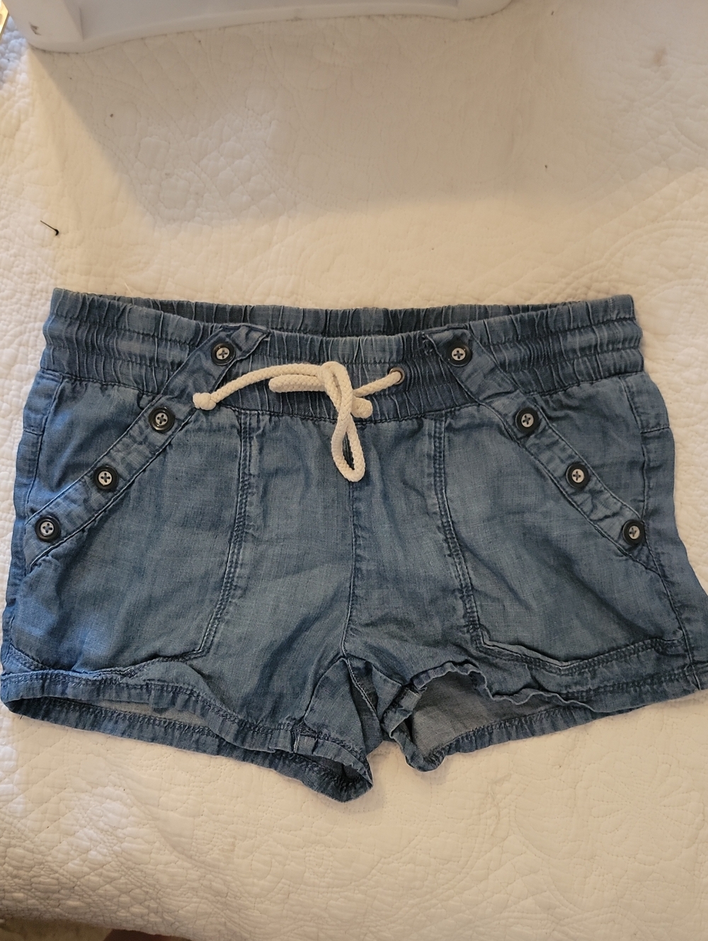 Jolt Light Blue Drawstring Denim-Style Women's Shorts